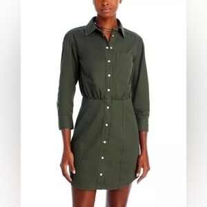 Veronica Beard Olive Button-Up Long Sleeve Dress